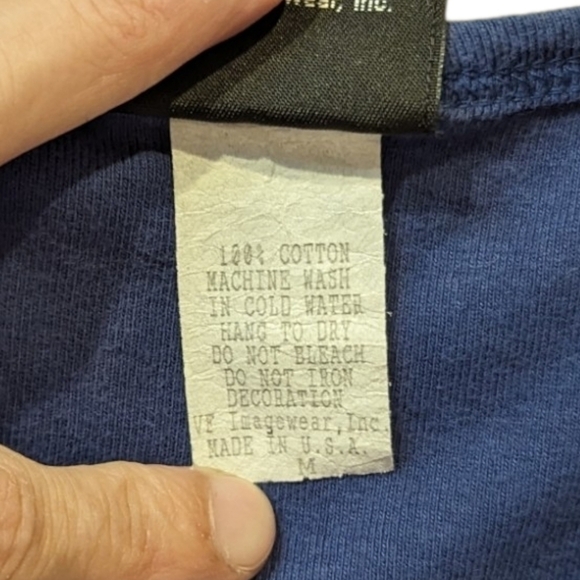 HARLEY Davidson Cap Sleeve Blue Graphic Women's Henley (M) - Picture 4 of 4